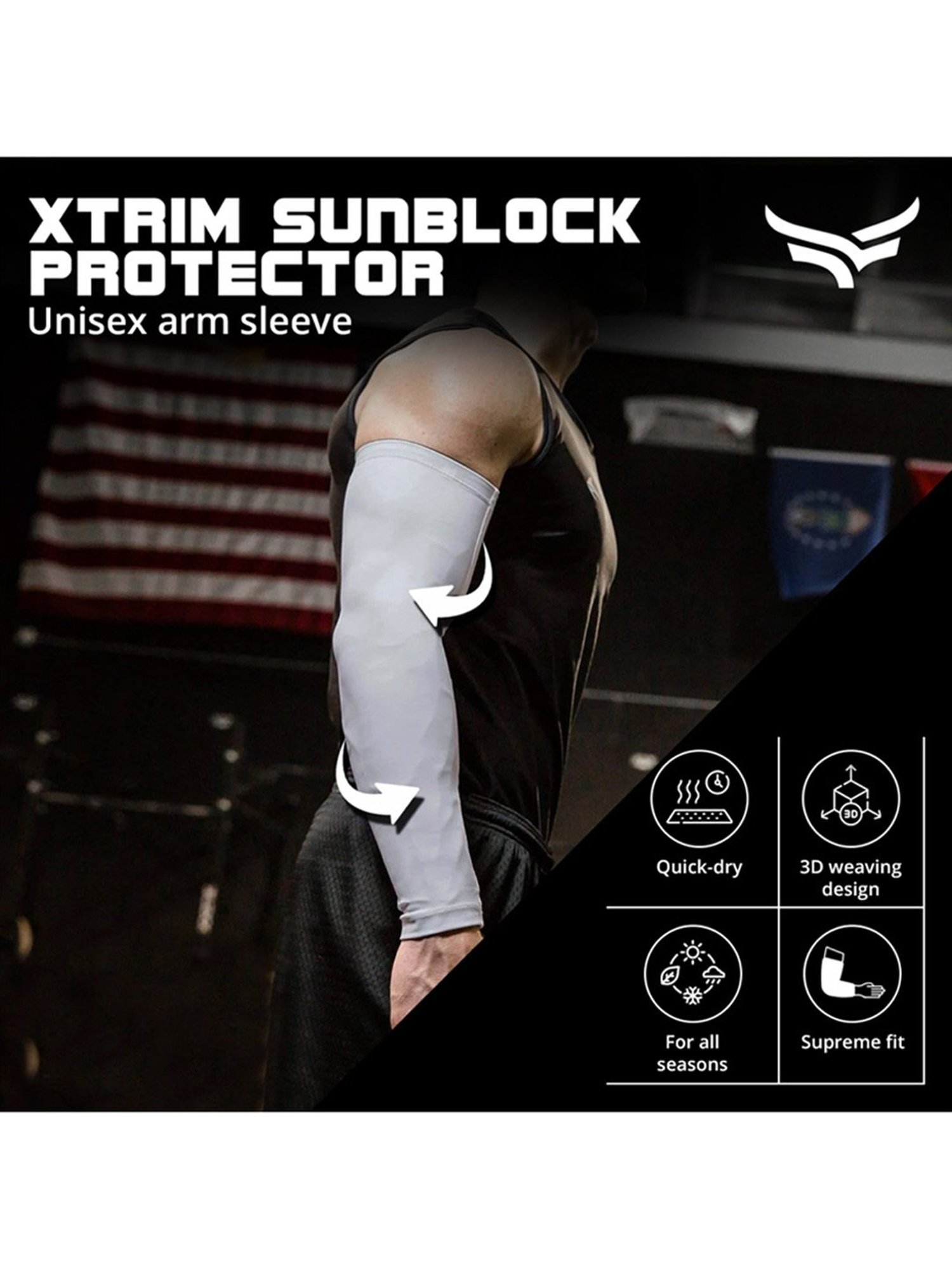 Xtrim UV Tan Protection Long Arm Sleeves (Grey) Size - Large