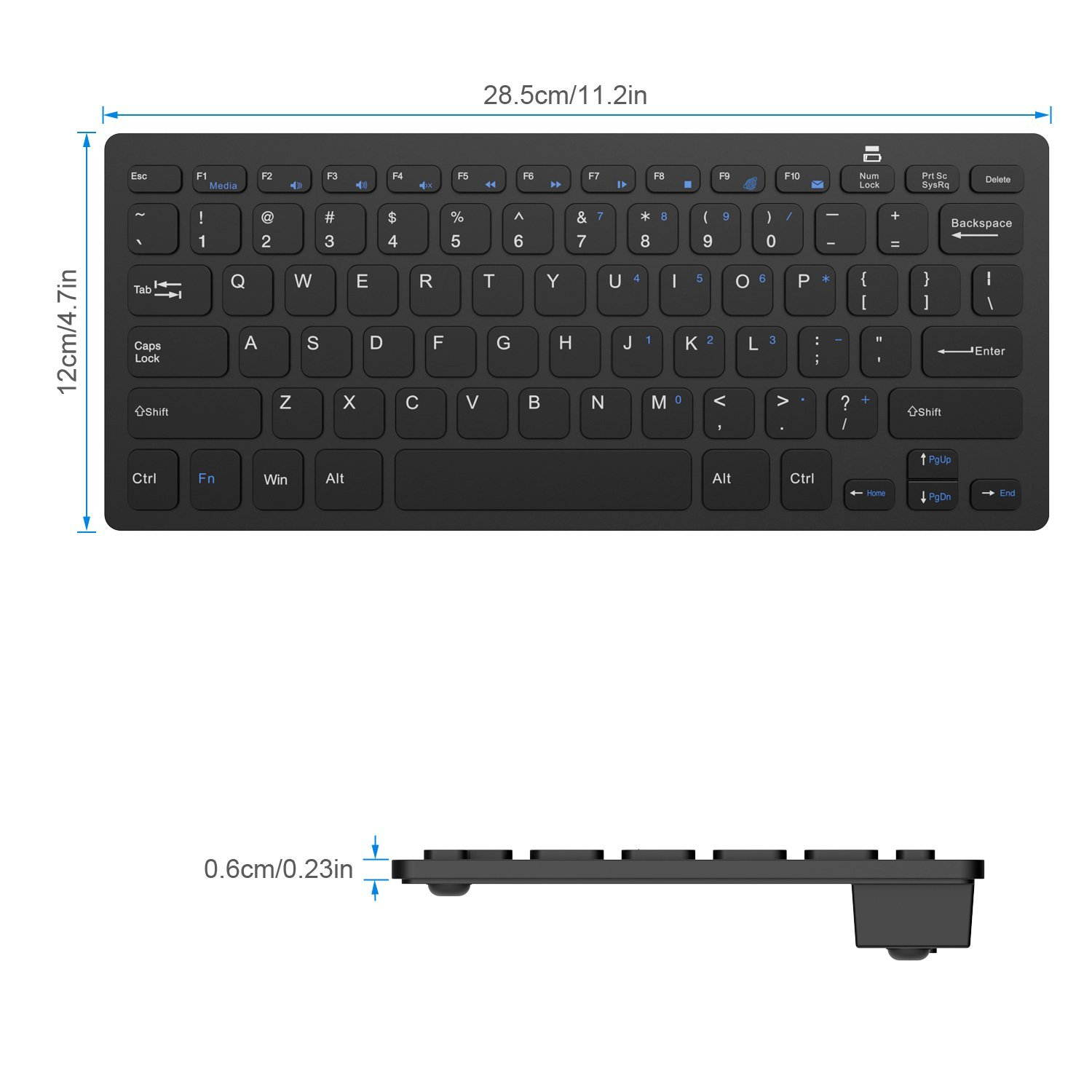 JETech Ultra-Slim 2.4G Wireless Keyboard  (Black) - 2160  for  Windows XP /7/8/10/Vista