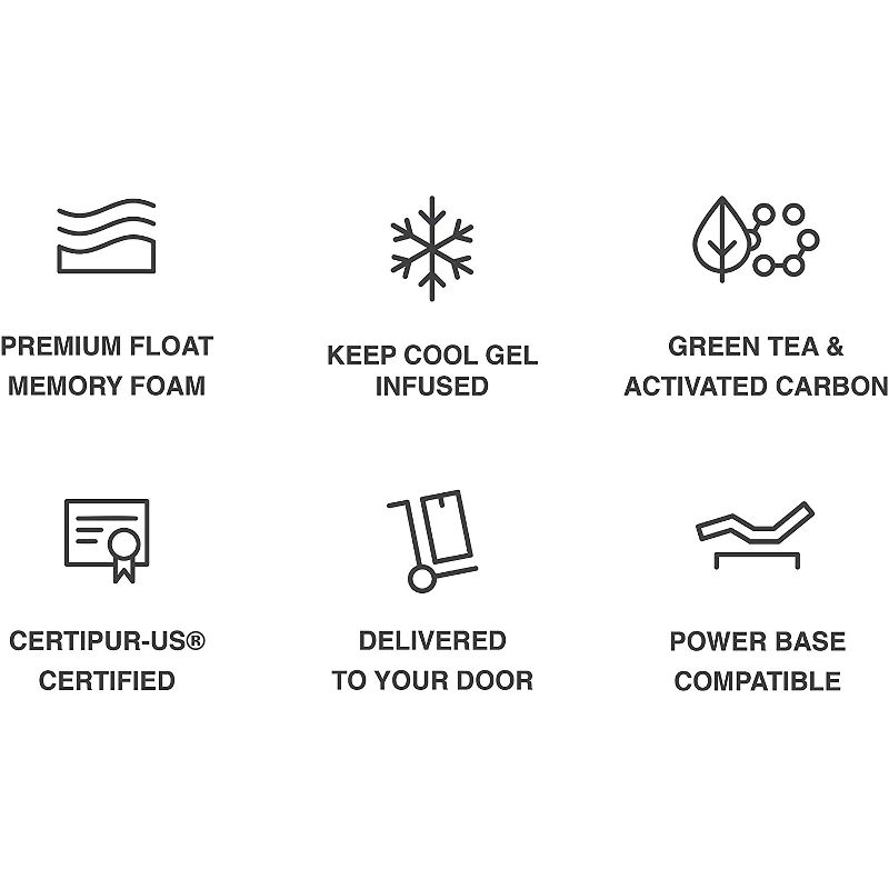 OSO essentials KM12GT 12-Inch Thickness King Size Cool Gel Infused Green Tea Memory Foam Mattress, White