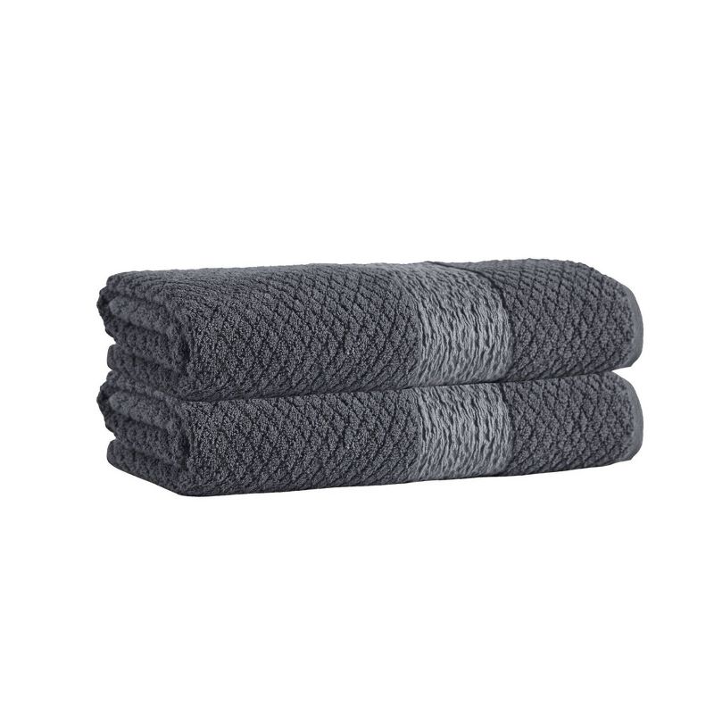 2pc Anton Turkish Cotton Bath Towel Set Black - Enchante Home