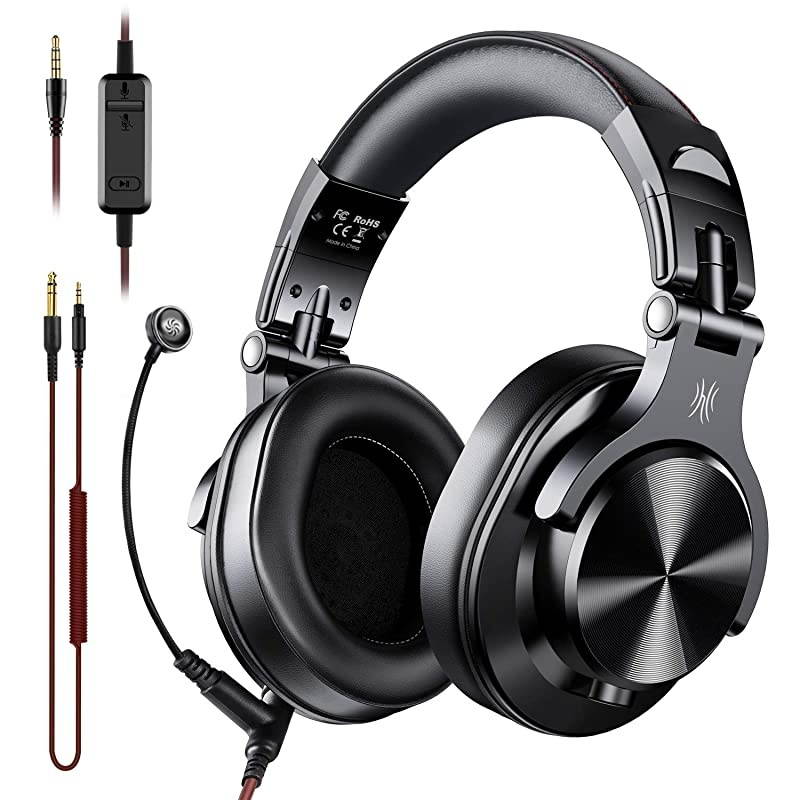 A71 PC Headsets with Boom Mic - Office Over Ear Wired Headphones for Business Meeting Skype Call Center Phone Laptop Gaming PS4 Xbox One, Headsets with Volume Control and Share-Port