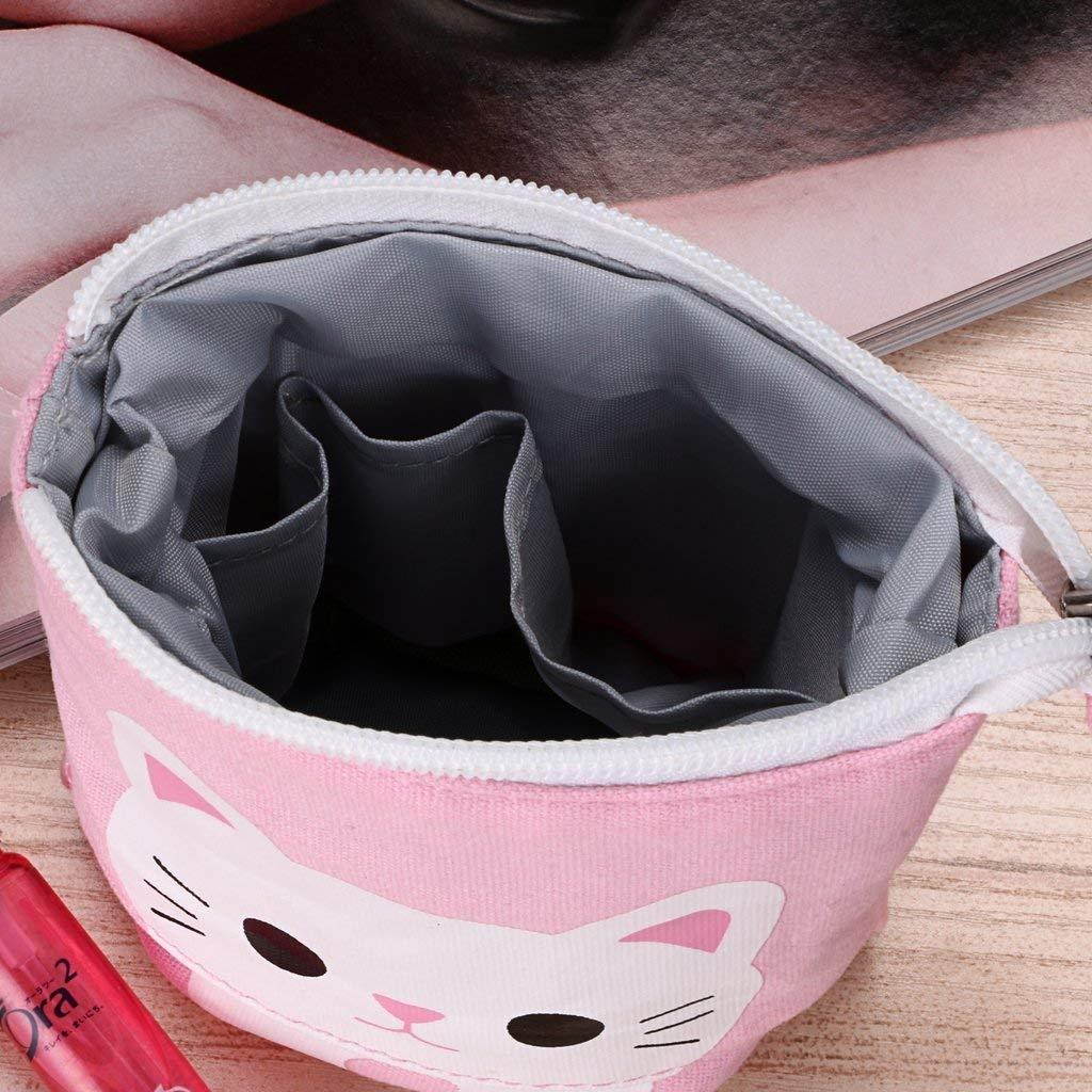 Telescopic Pencil Pouch Standing Pen Holder Cute Pencil Bags Stand Up Pen Case Cartoon Pencil/Pens Storage Box Canvas+PU Stationery Organizer Makeup Bag with Zipper Closure (Pink)