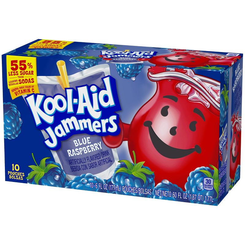 Kool-Aid Jammers Blue Raspberry Juice Drinks - 10pk/6 fl oz Pouches