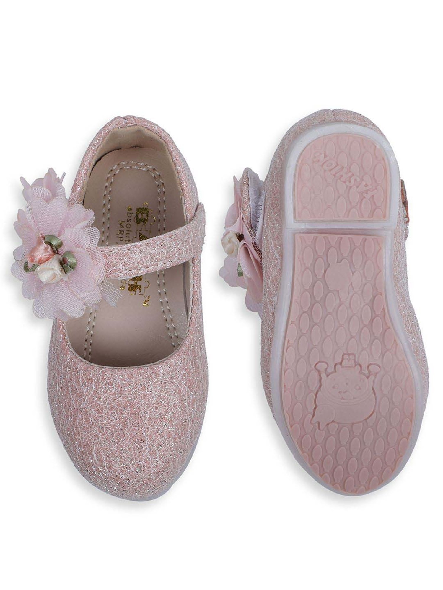 Baby Moo Kids Pink Bash Floral Shimmer Mary Jane Shoes