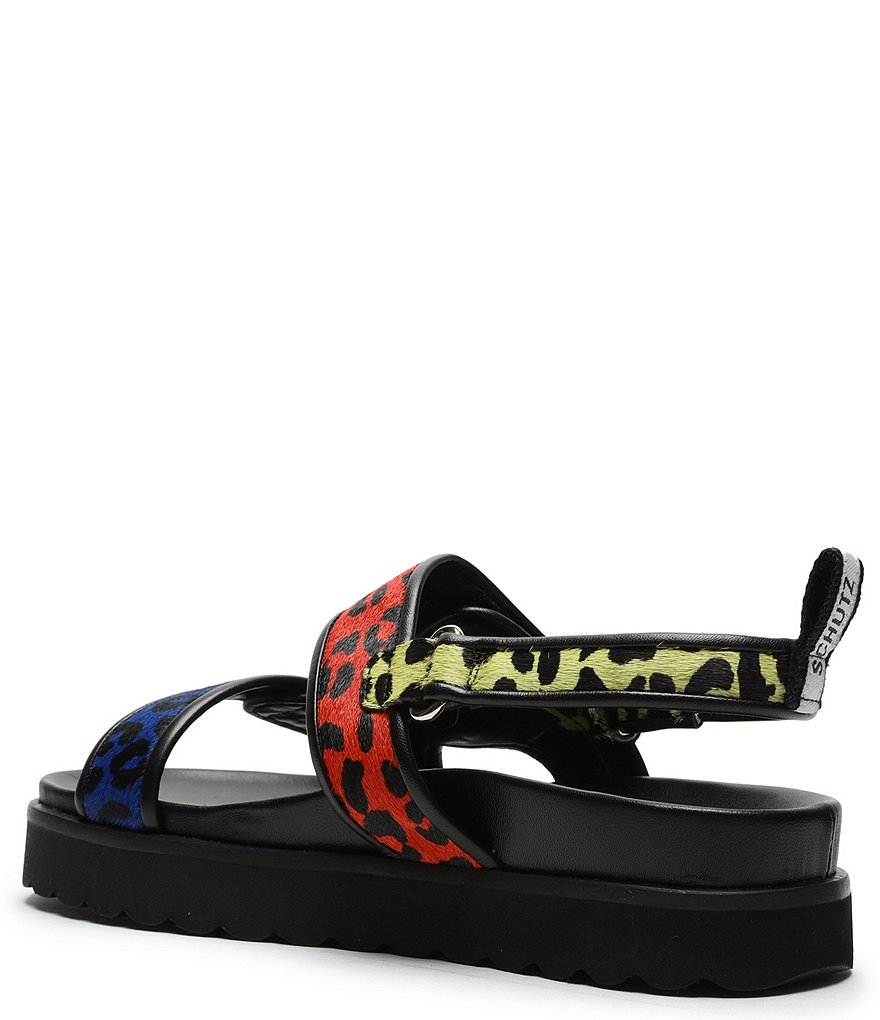 Schutz Zaha Leopard Print Haircalf Platform Sandals