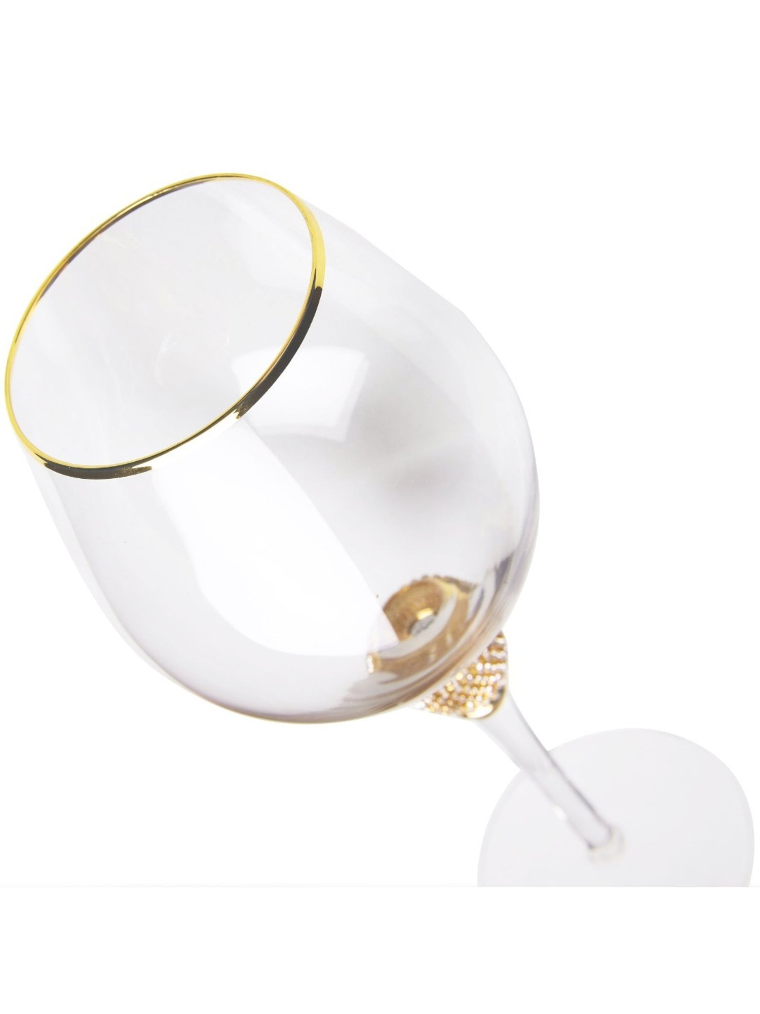 Melbify Gold Stem Transparent Glass Wine Glass with Gold Rim (500ml) - Set of 2