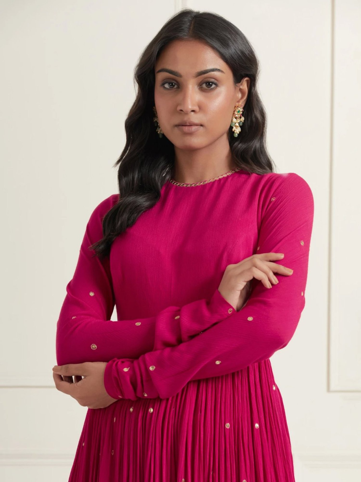 Fusion Beats Light Grey Embroidered A Line Kurta