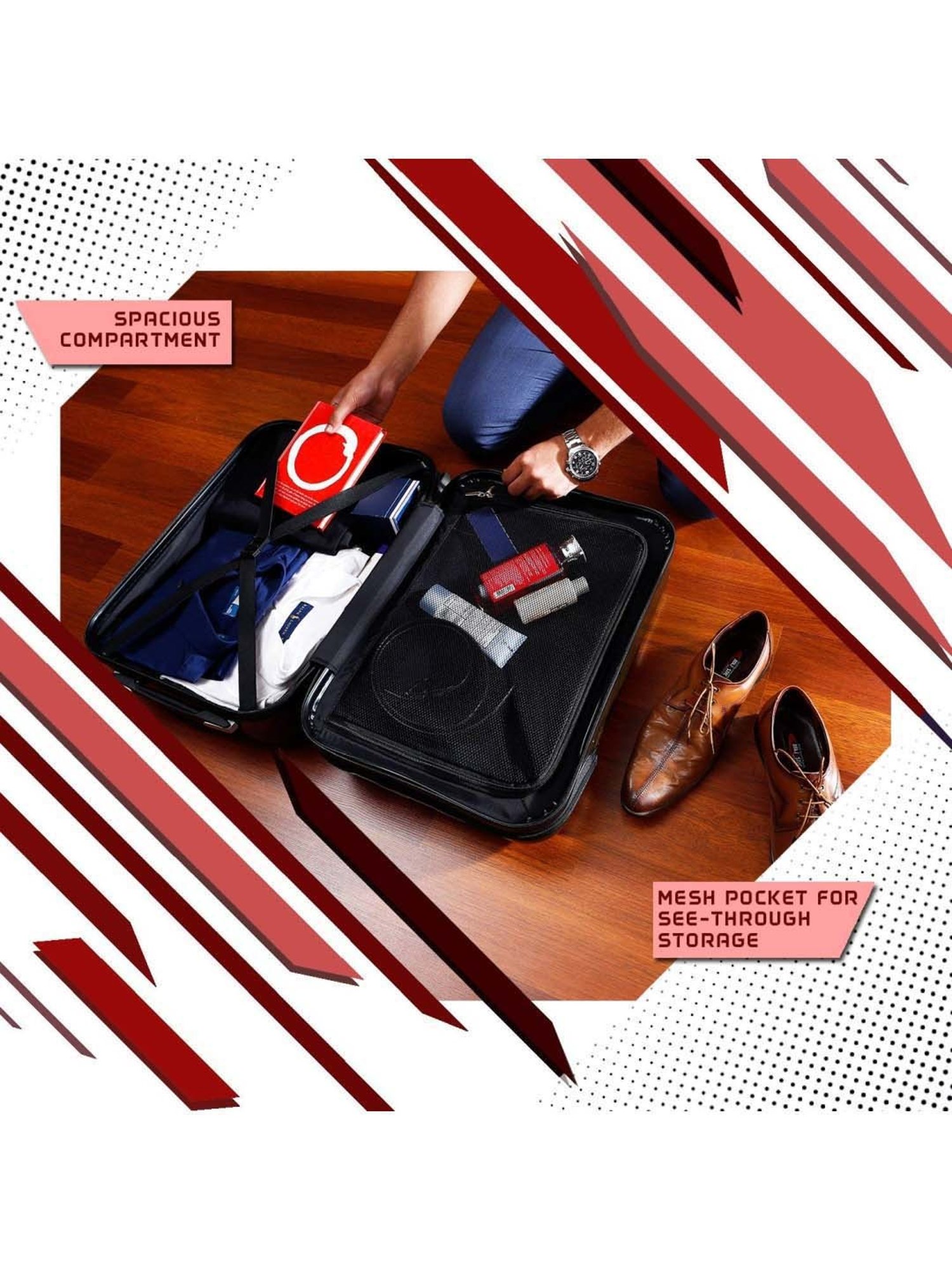 Nasher Miles New York 4 Wheel 56 cm/22" ABS & PC Hard Sided Cabin Luggage - Trolley Bag (Red)