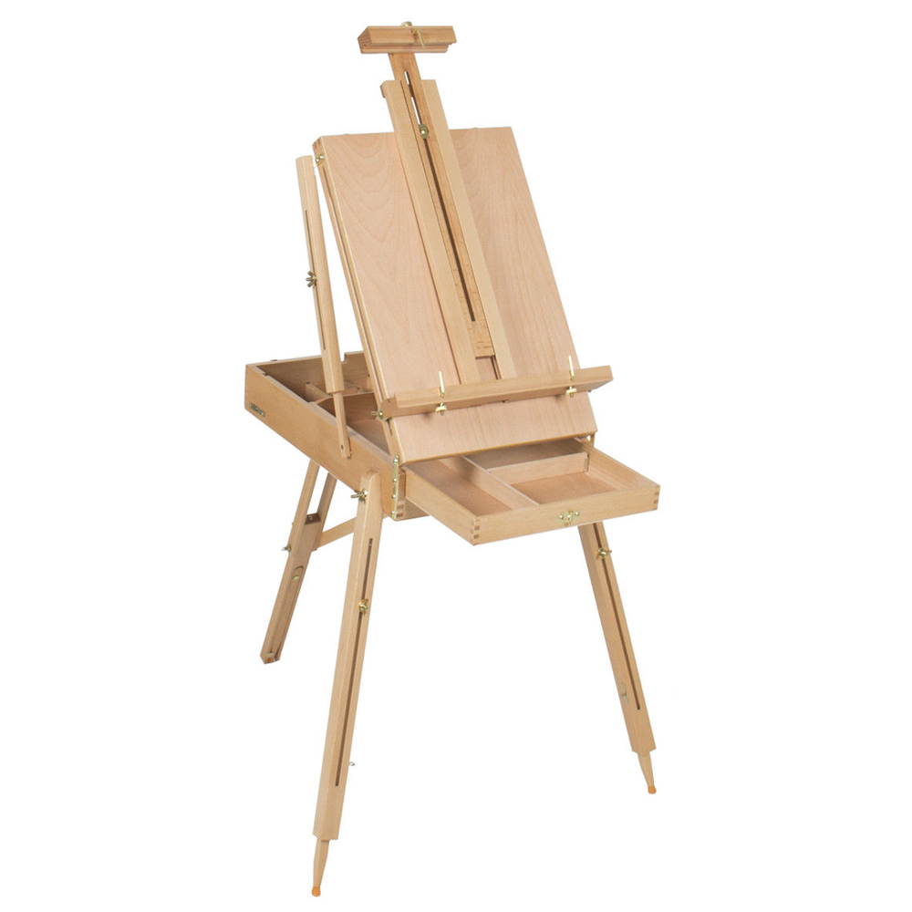 Premium Red Beech Portable Sketch Box Oil Painting Easel with Palette 50*34.5*150cm Wood Color