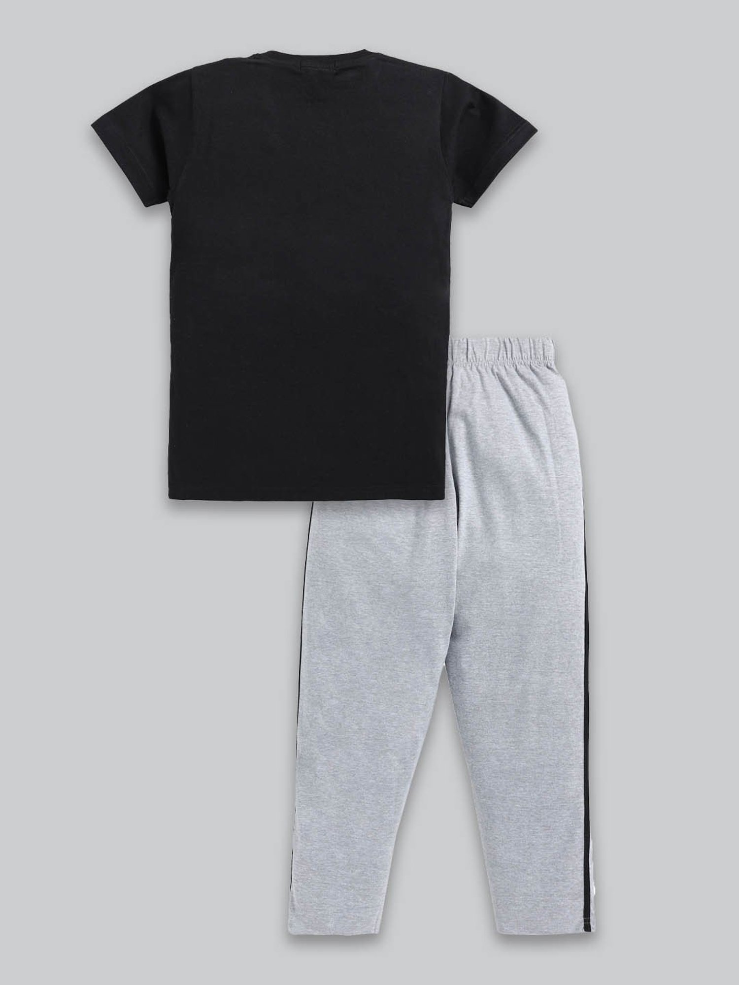 Todd N Teen Kids Black & Grey Printed T-Shirt with Trackpants