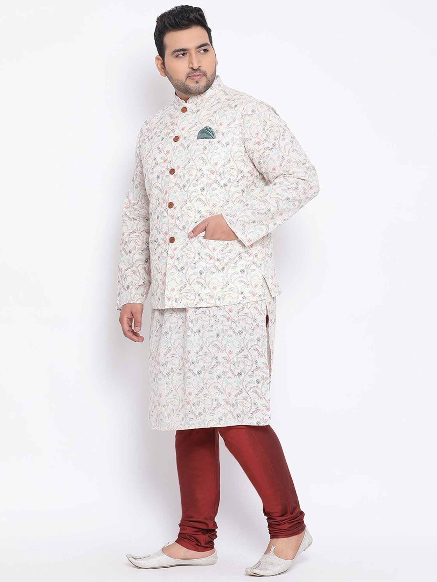 KISAH PLUS Multicolored Regular Fit Printed Kurta Set With Jacket