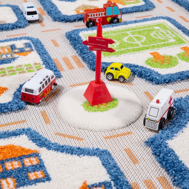 IVI 3D Play Carpets 121MD033MA80120 44.5 x 31.5 Inch Traffic Educational Toddler Mat Rug for Bedroom, Kids Den, or Playroom, Small