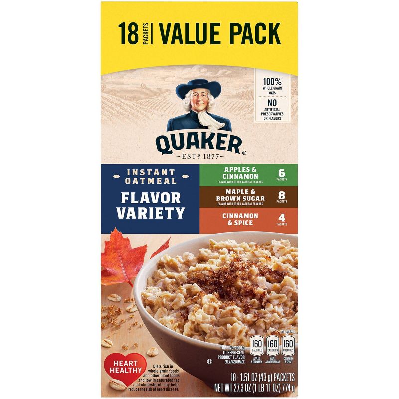 Quaker Flavor Variety Instant Oatmeal 18 pk
