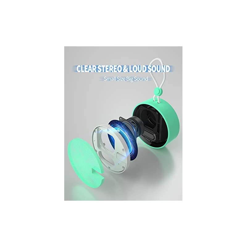 IPX7 Waterproof Shower Bluetooth Speaker Portable Wireless Outdoor Speaker with HD Sound Support TF Card Suction Cup for Home Pool Beach Boating Hiking 12H Playtime Mint