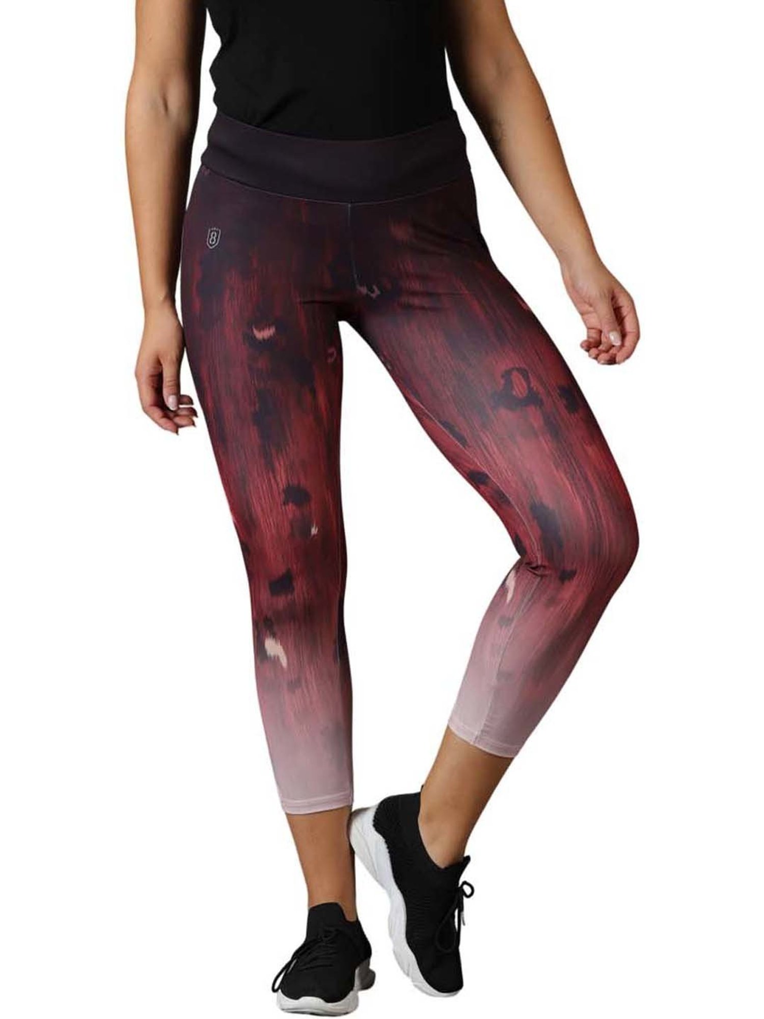 Domin8 Women Skin Fit Digital Printed Training Tights With Elasticated Waist & Zipper Pocket
