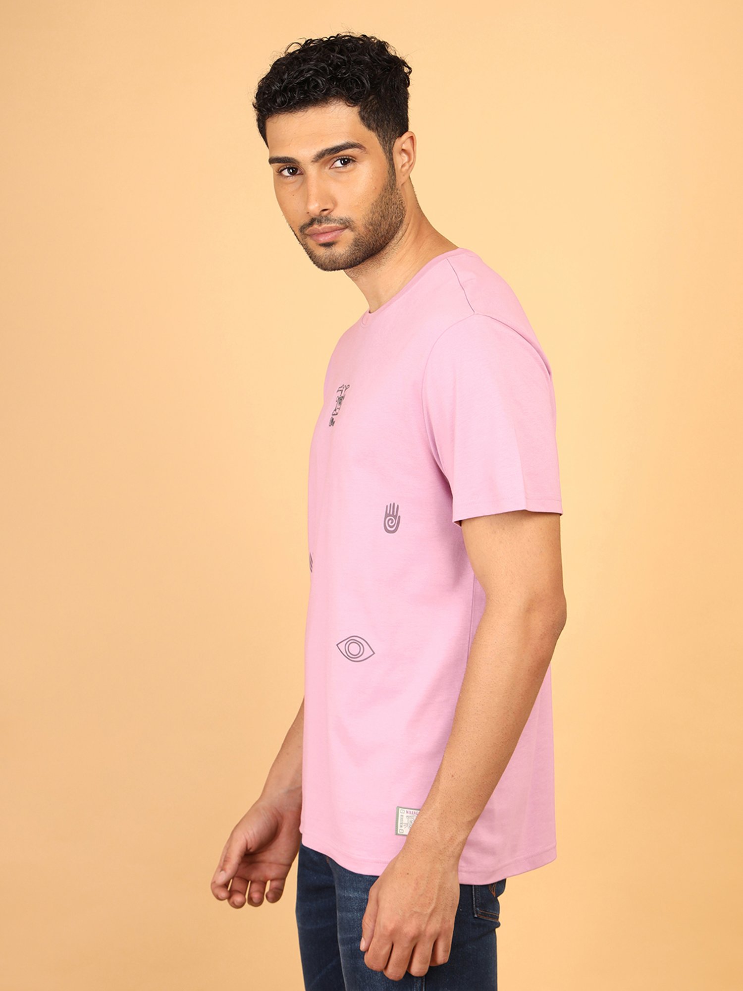 Wrangler Pink Relaxed Fit Printed Cotton Crew T-Shirt