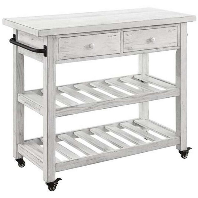 Sunrise Kitchen Island with American Maple Top White/Natural - Flora Home