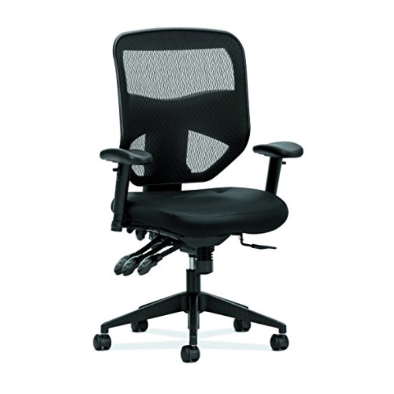 Prominent Mesh High-Back Task Chair Seat Glide 2-Way Arms Black Leather