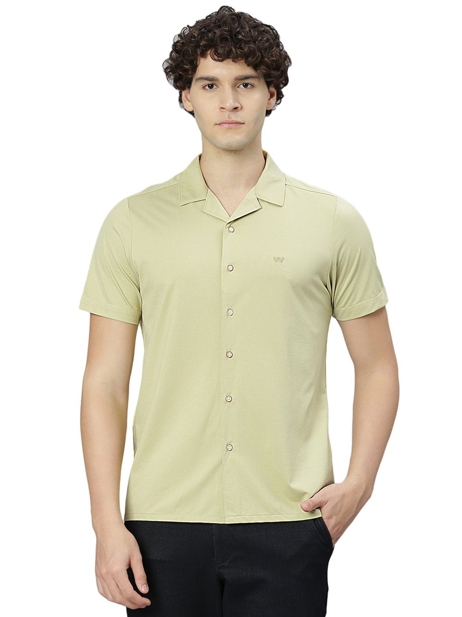 Slowave Khaki Regular Fit Shirt