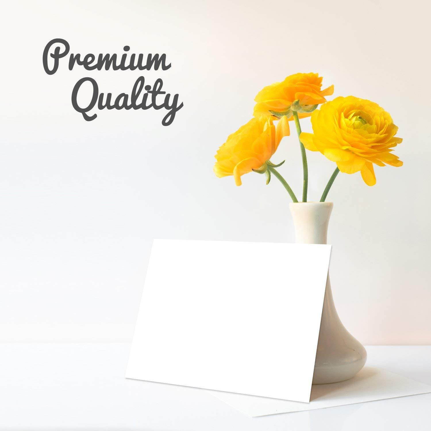 Hamilco White Cardstock Thick Paper - 5 x 7" Blank Index Flash Note & Post Cards with Envelopes - Greeting Invitations Stationary - Heavy weight 80 lb Card Stock for Printer - 100 Pack