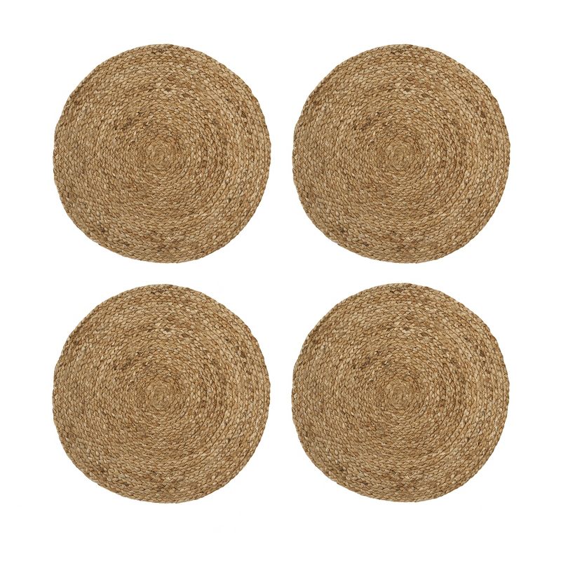 Everyday Casual Braided Jute Round Placemat Set of 4 - 15" x 15" - Jute - Elrene Home Fashions