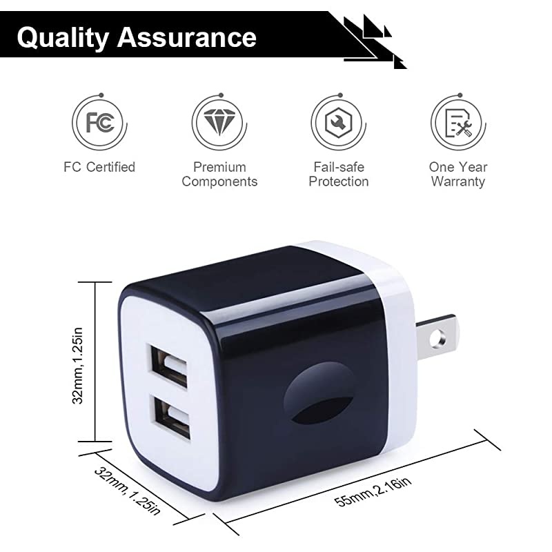 Wall Charger Brick 4Pack 21A5V Dual Plug Power Adapter Charger Box Charging Cube Heads for Replacement for iPhone XsXS MaxXRX876Plus Samsung Galaxy S8 S7 S6 Edge LG Moto HTC