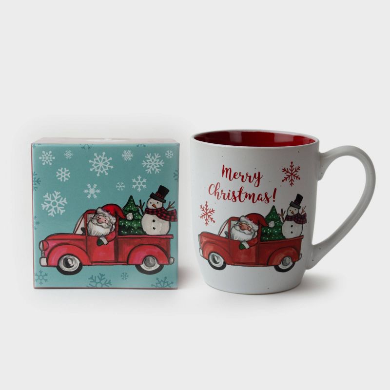 16oz Ceramic Snowman in Car Mug and Puzzle Gift Set - Peppermint & Pine