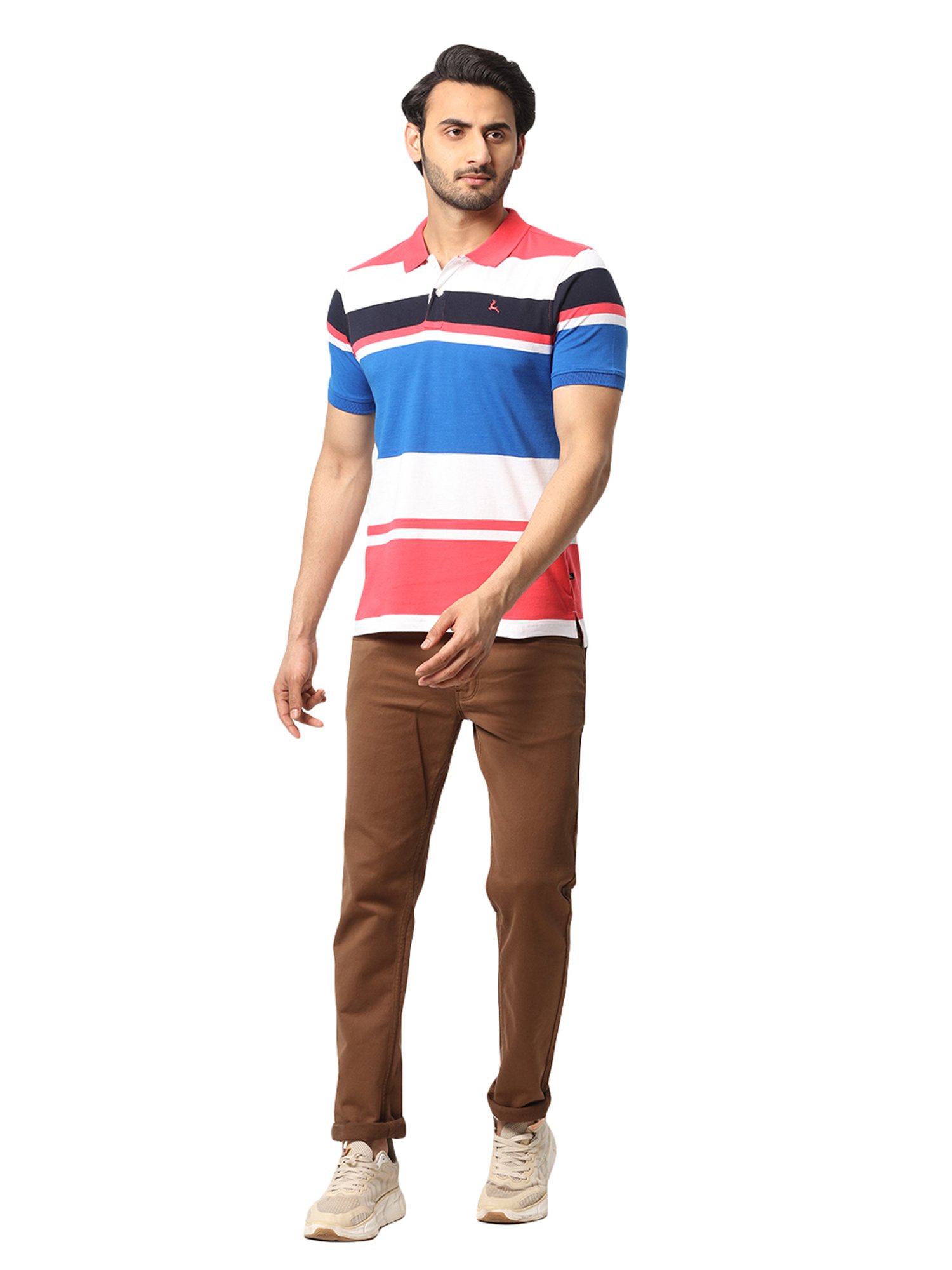 Parx Multicolor Regular Fit Striped Polo T-Shirt