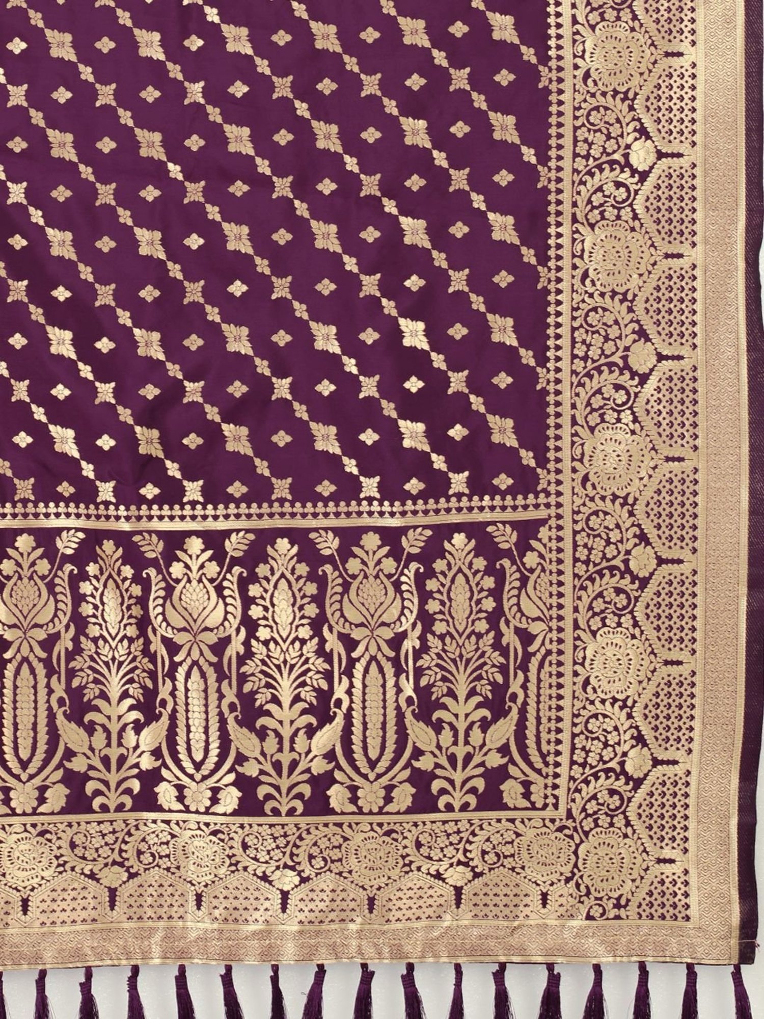 Silk Land Purple Woven Pattern Dupatta