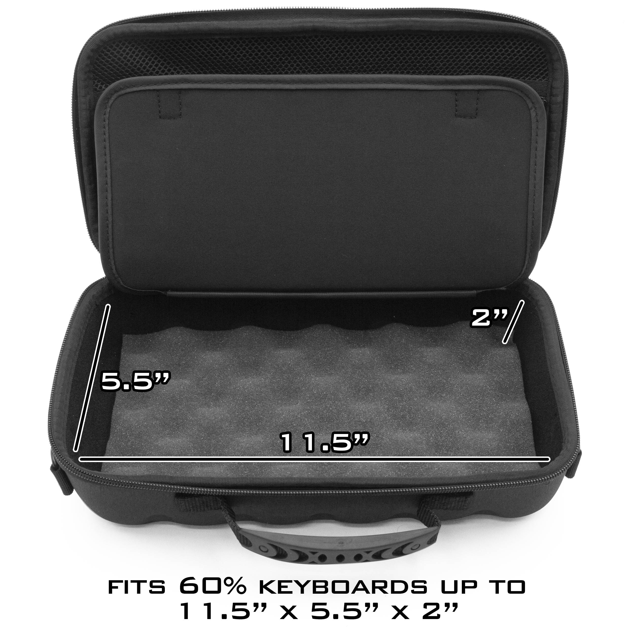 CM 60% Keyboard Case fits Razer Huntsman Mini, HK Gaming GK61, KEMOVE Snowfox, DIERYA DK61E & More 61 Keys up to 11.5" - Travel Case with Shoulder Strap and Netted Accessory Storage