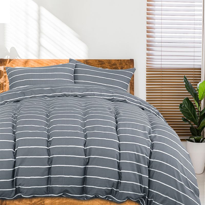 King Oakdale Duvet Cover Set Gray - Stone Cottage