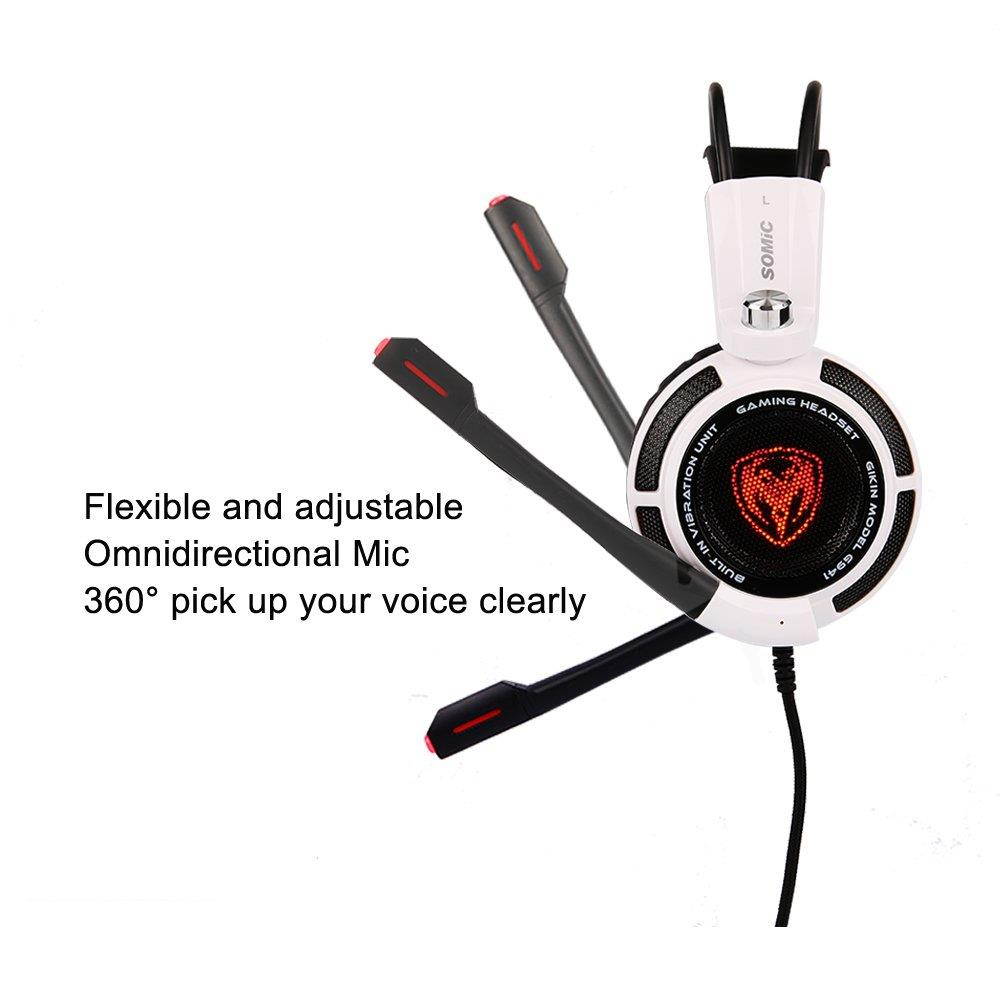 SOMIC G941 Gaming Headset For PS4, PC and Laptop, 7.1 Virtual Surround Sound USB Lightweight Over Ear Headphone with Mic,Volume Control,LED(Black)