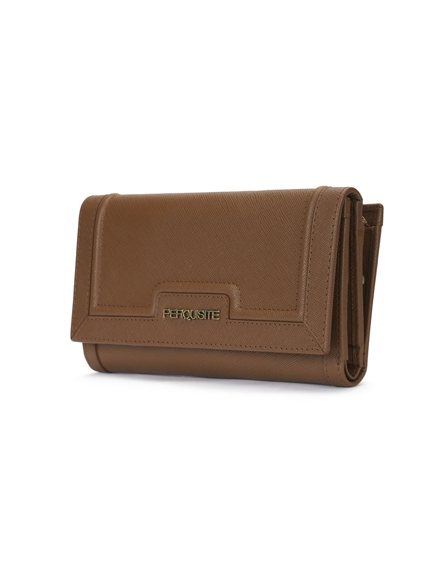 PERQUISITE LEONORA Brown Textured Tri-Fold Wallet for women