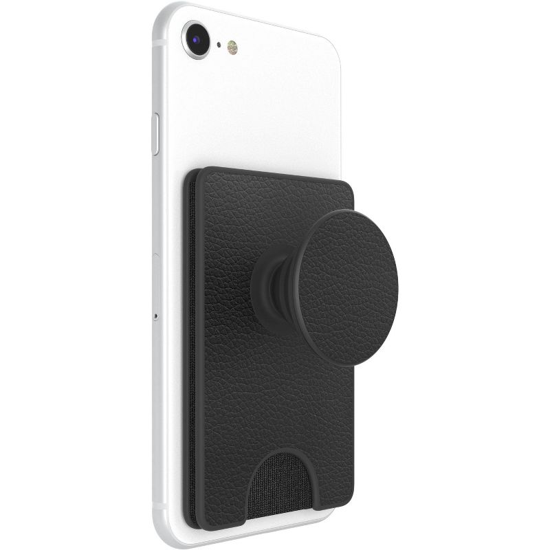 PopSockets PopWallet+ (with PopGrip Cell Phone Grip & Stand) - Black Vegan Leather