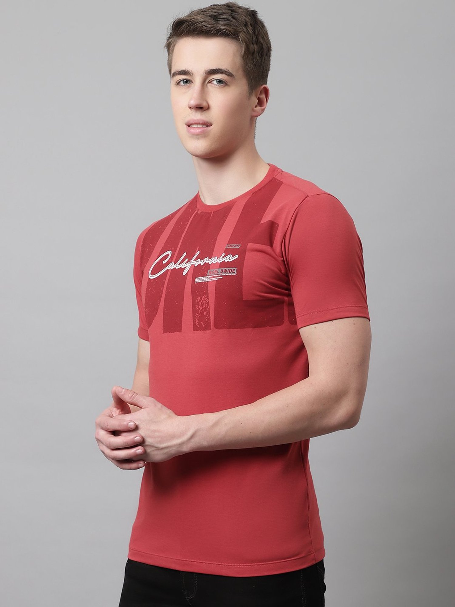 Venitian- Forbidden Clothing Red Slim Fit Graphic Print Crew T-Shirt