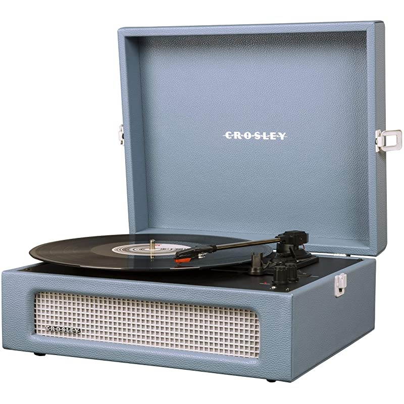 CR8017AWB Voyager Vintage Portable Turntable with Bluetooth Receiver and Builtin Speakers Washed Blue