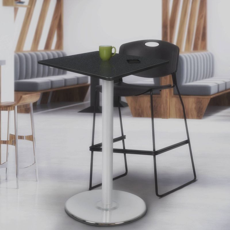 30" Via Cafe High Square Platter Base Bar Height Table Carbon/Chrome - Regency