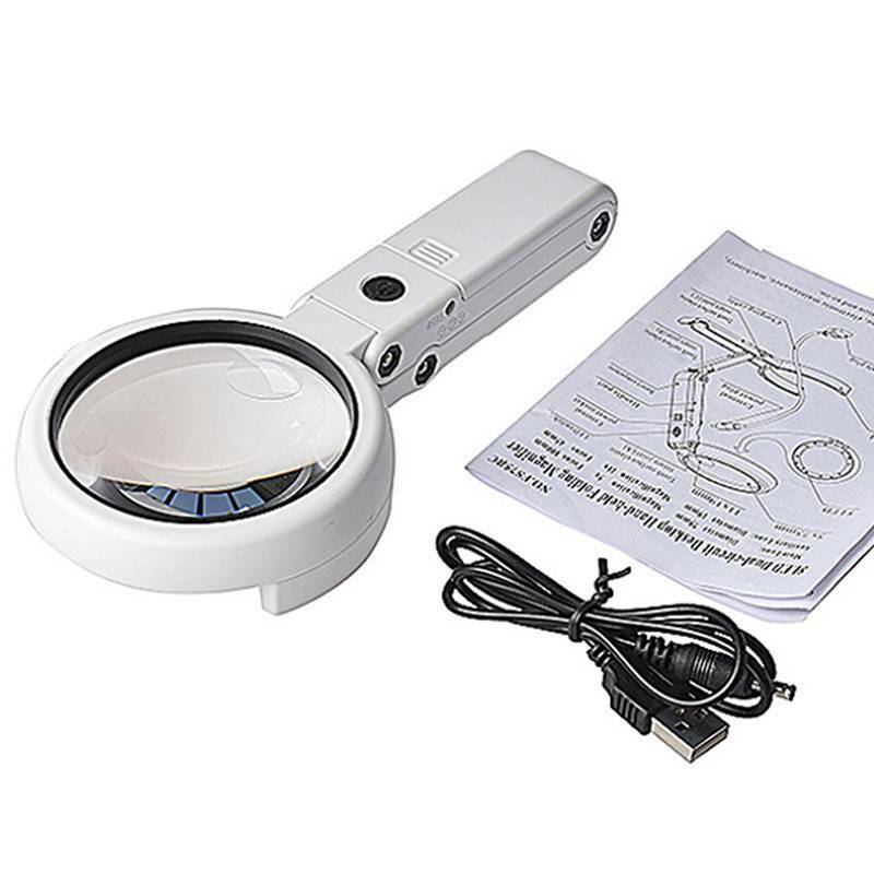Magnifying Glass with 8 LED Lights Portable Illuminated Handsfree Magnifier 5X 10X Dual Magnification Lens for Reading Books, Jewlery, Coins, Craft & Hobbies