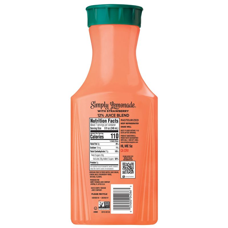Simply Lemonade with Strawberry Juice - 52 fl oz