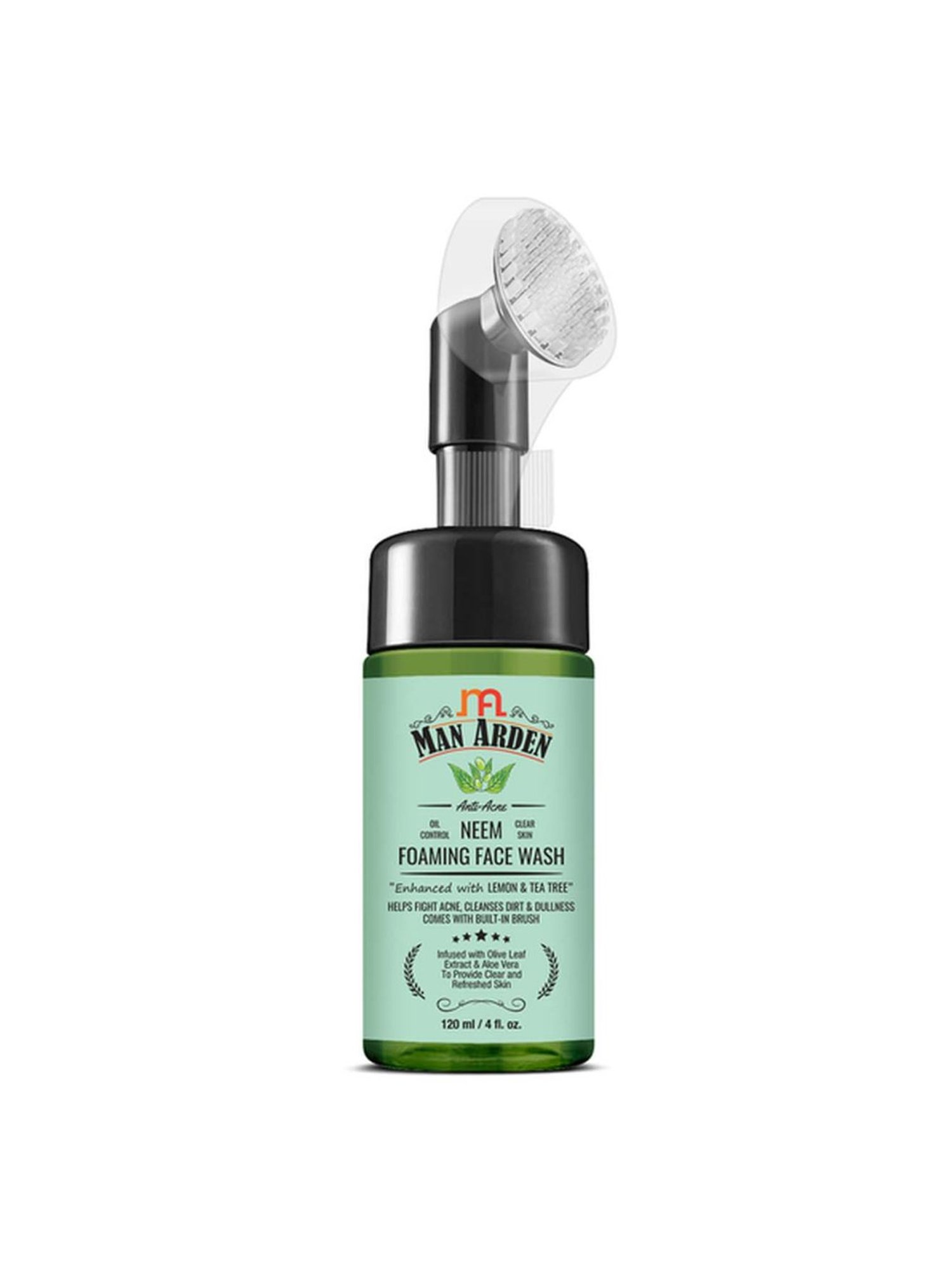 Man Arden Anti Acne Neem Foaming Face Wash with Built-in Brush - 120 ml