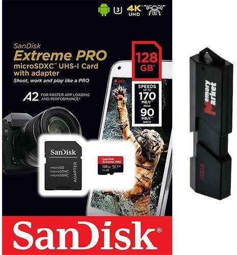 SanDisk Ultra 200GB MicroSD XC Class 10 A1 UHS-1 Mobile Memory Card up to 100MB/s Read Speed (SDSQUAR-200G) with Mini MemoryMarket MicroSD Memory Card Reader