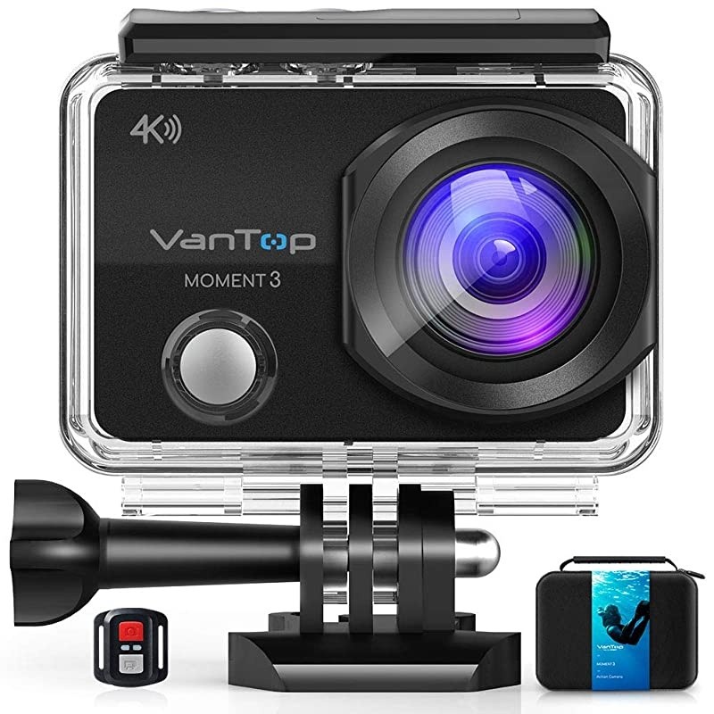 Moment 3 4K Action Camera w Gopro Compatible Carrying Case Remote Control 16MP Sony Sensor 30M Waterproof Camera w Gopro Compatible Accessories 2 Batteries 170&deg; Ultra Wide Angle