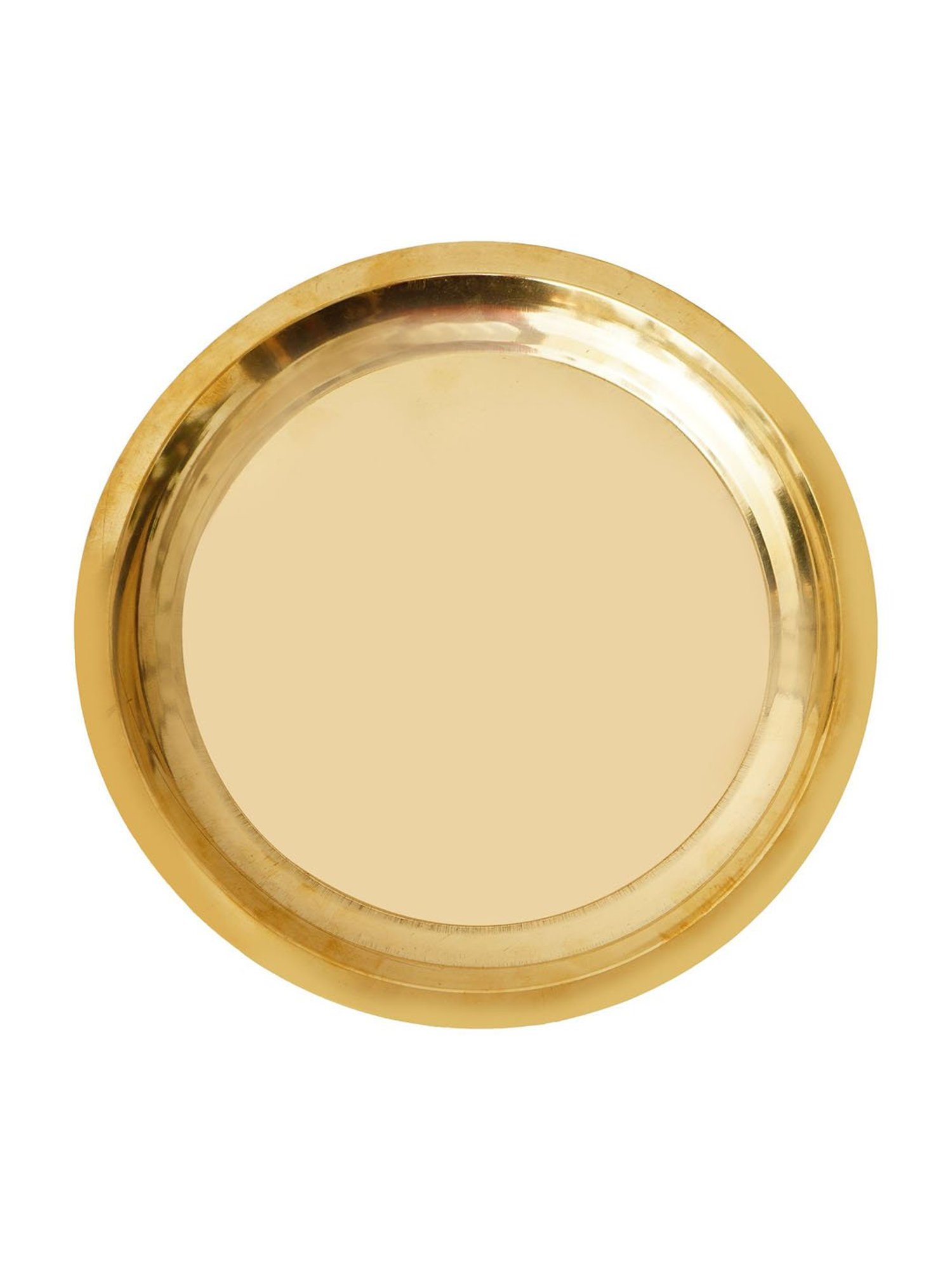 eCraftIndia 10.5 Inch Brass Pooja Thali with 2 Katori/Bowls, 1 Spoon and 1 Glass