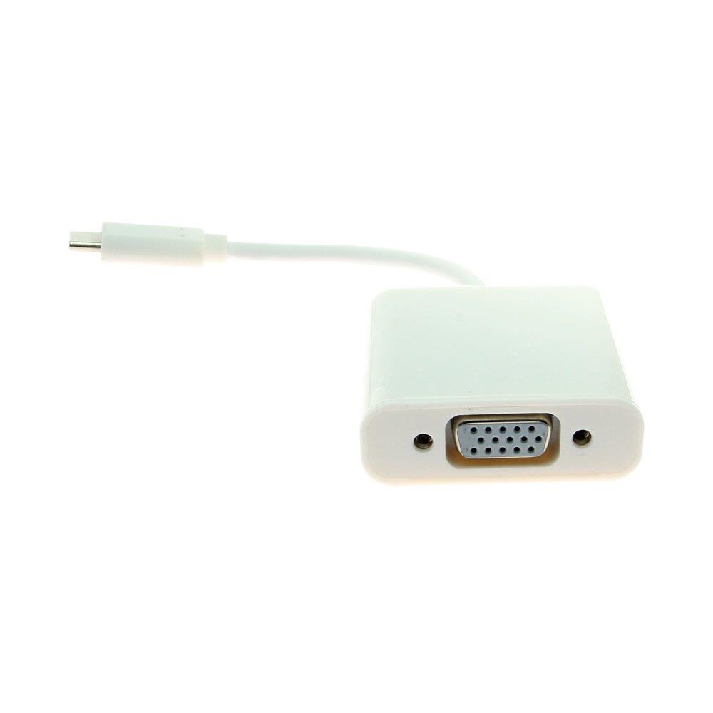 Coolgear USB C to VGA Female Adapter 6 Inches White Works with MackBook, Chromebook Pixel and Other VGA Based Displays