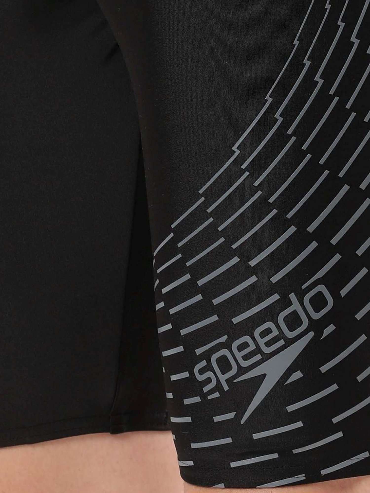 Speedo Mid Black Regular Fit Printed Swim Shorts