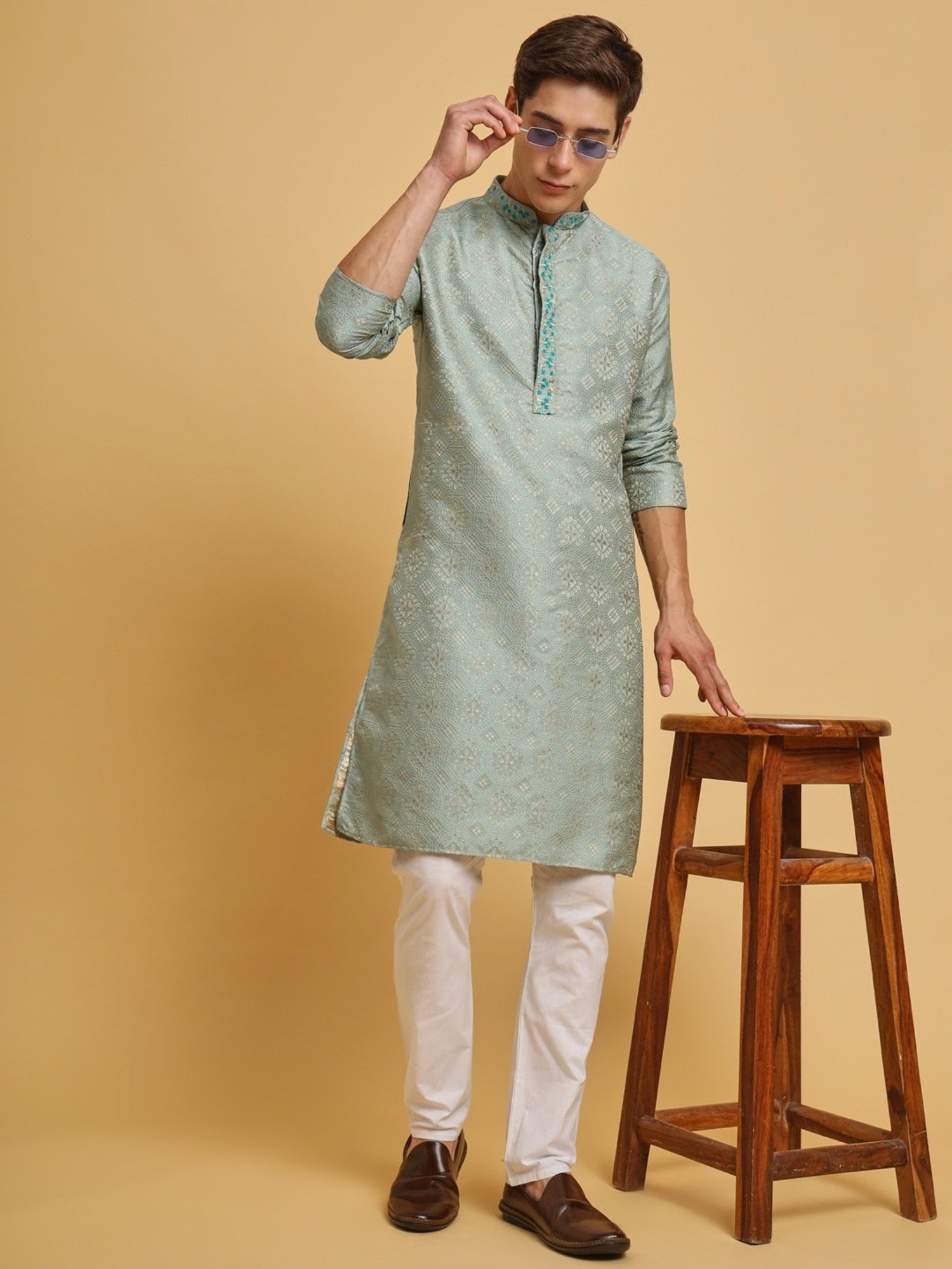 SWAGG INDIA Powder Blue Regular Fit Kurta