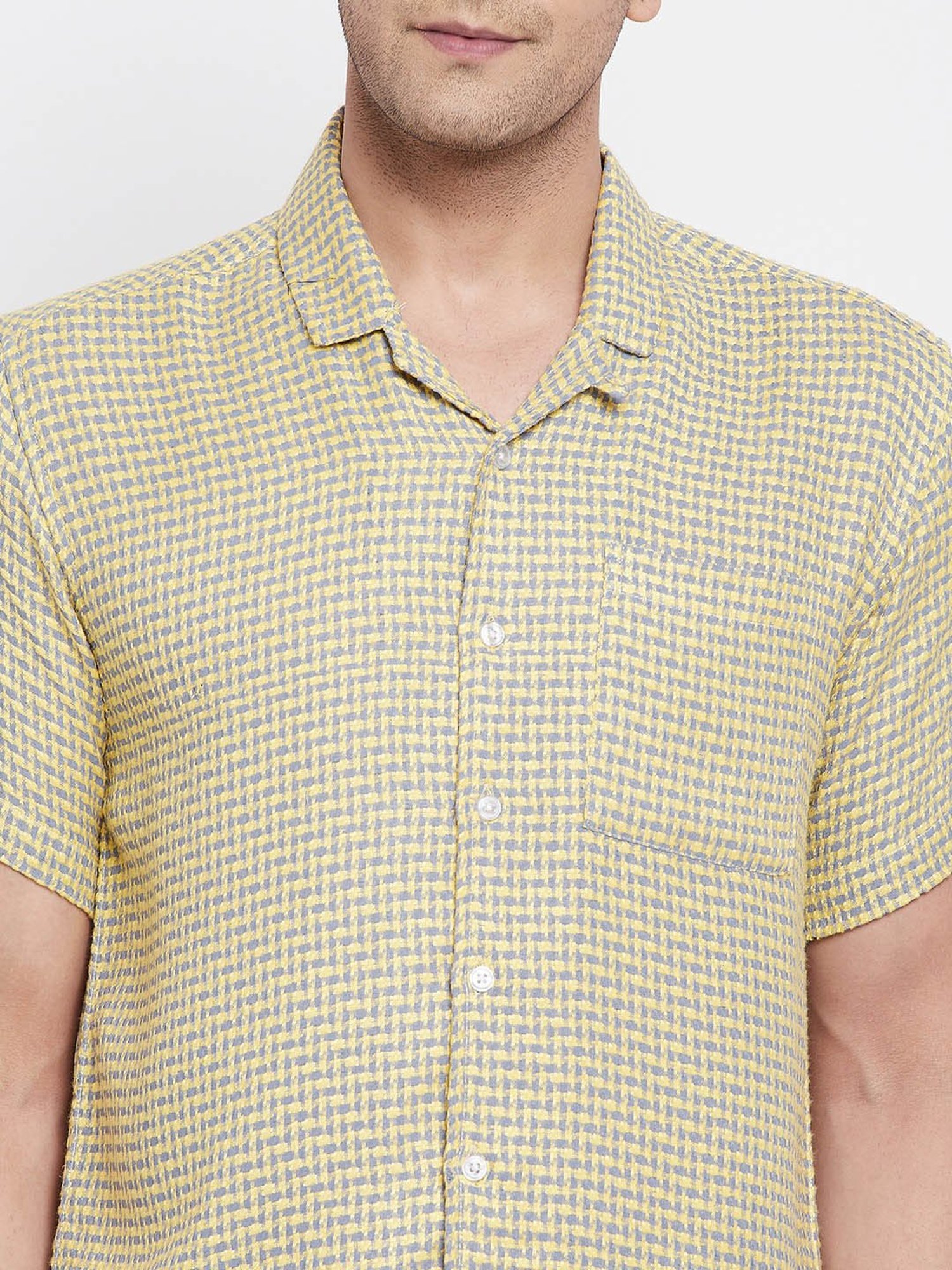 Even Yellow Regular Fit Printed Shirt