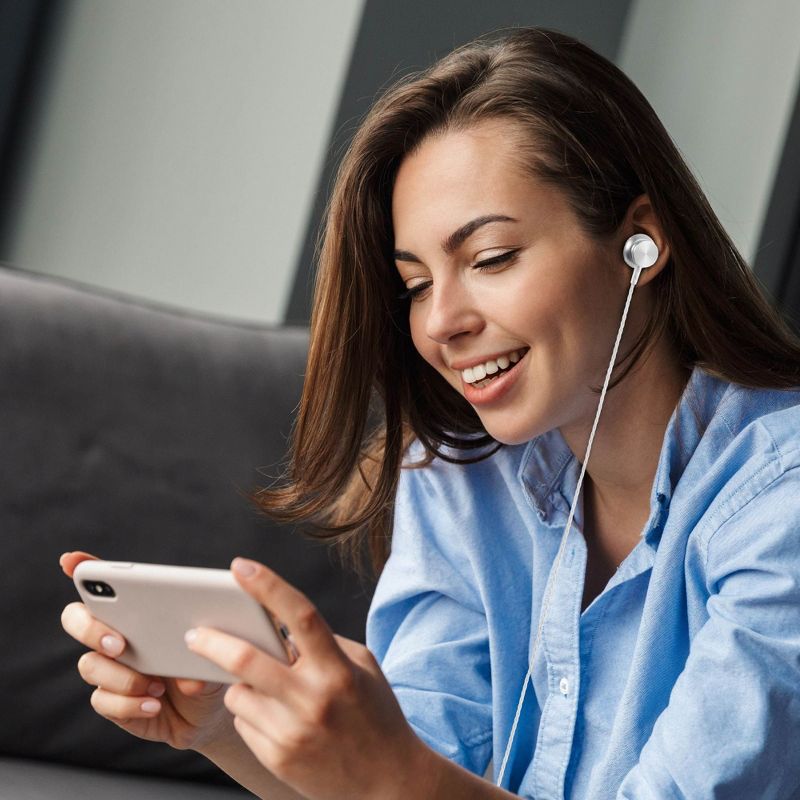 Insten Wired Earbuds with Microphone, 3.5mm In-Ear Metal Headphones In-Line Mic & Volume Control Noise Cancelling Powerful Bass Stereo Headset, Silver