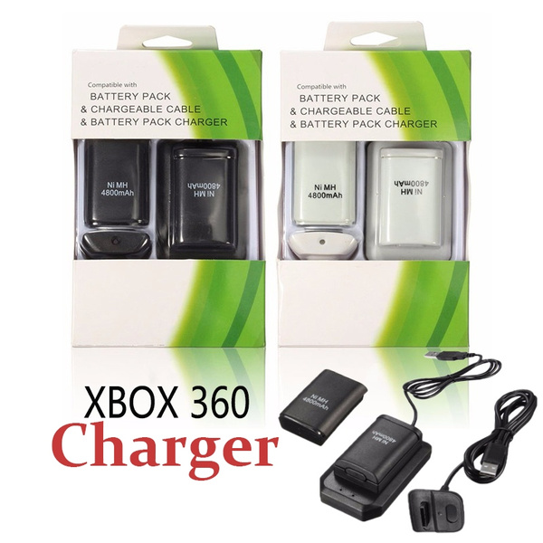 New 2 batteries + 1 charger + 1 usb charging cable kit for xbox 360 wireless battery controller rechargeable battery pack