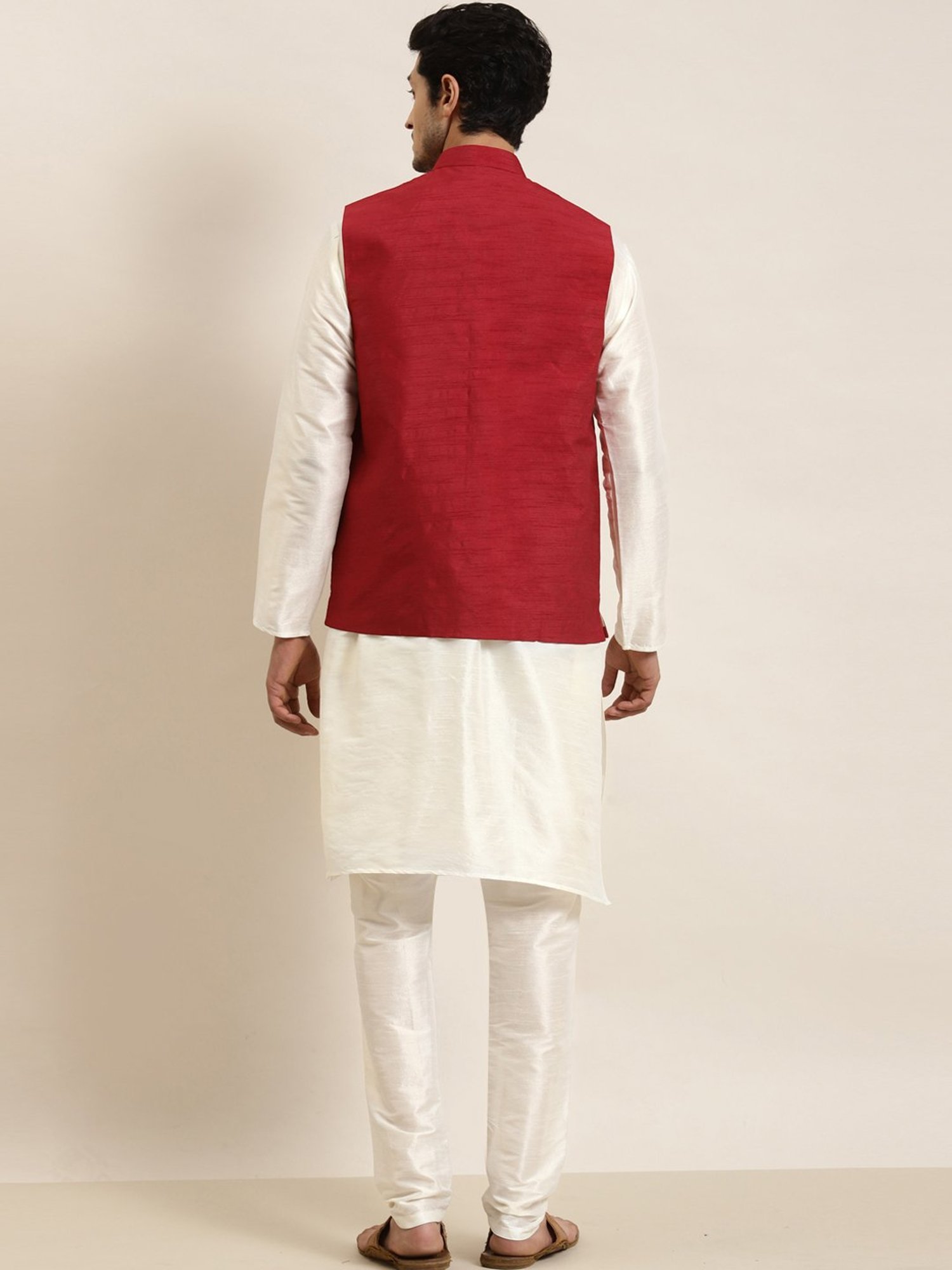 Sojanya Beige Regular Fit Self Pattern Kurta Set With Jacket